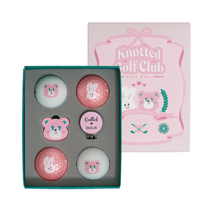 [노티드X볼빅] 러블리 슈가베어 골프공&볼마커세트